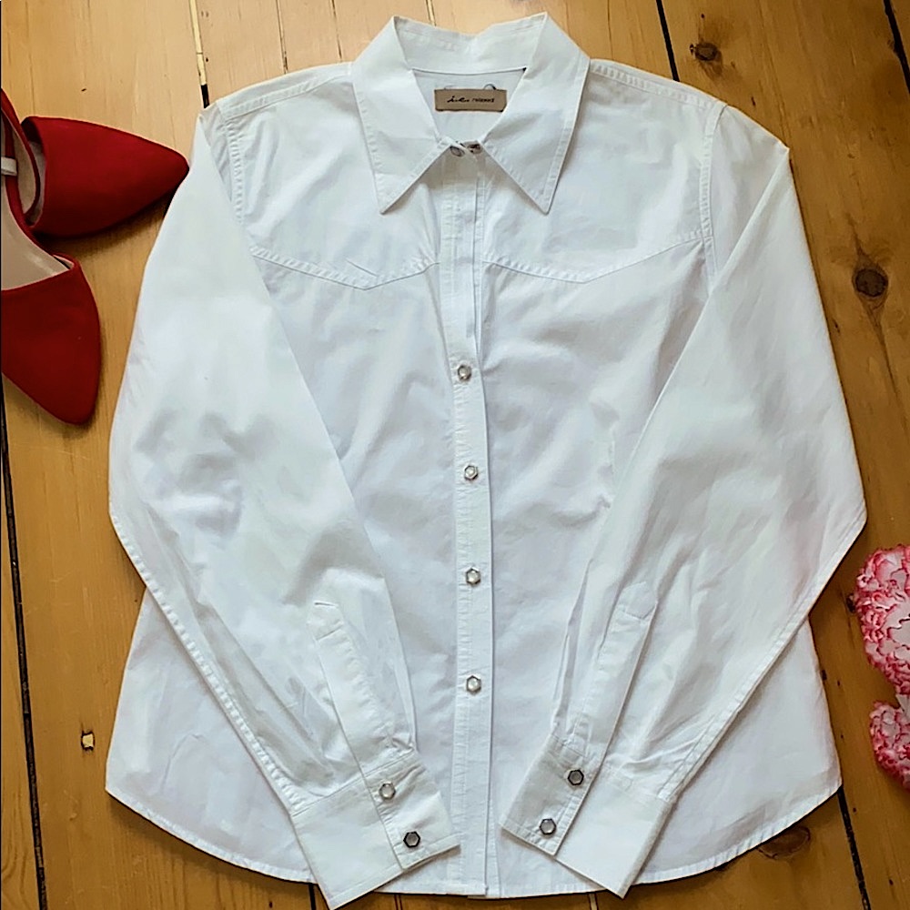 Partial Button Down, Collared Blouse.